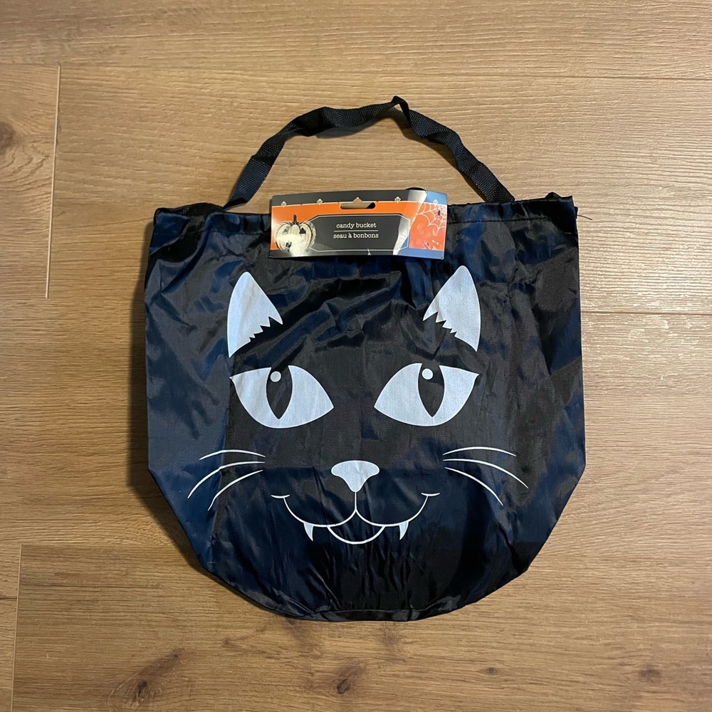 NWT Black Cat Vampire Tote Trick or Treat Bag Halloween Kids